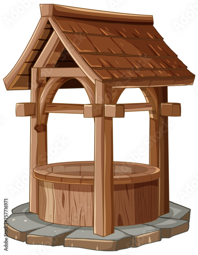 Cartoon-style vector of a traditional water well
