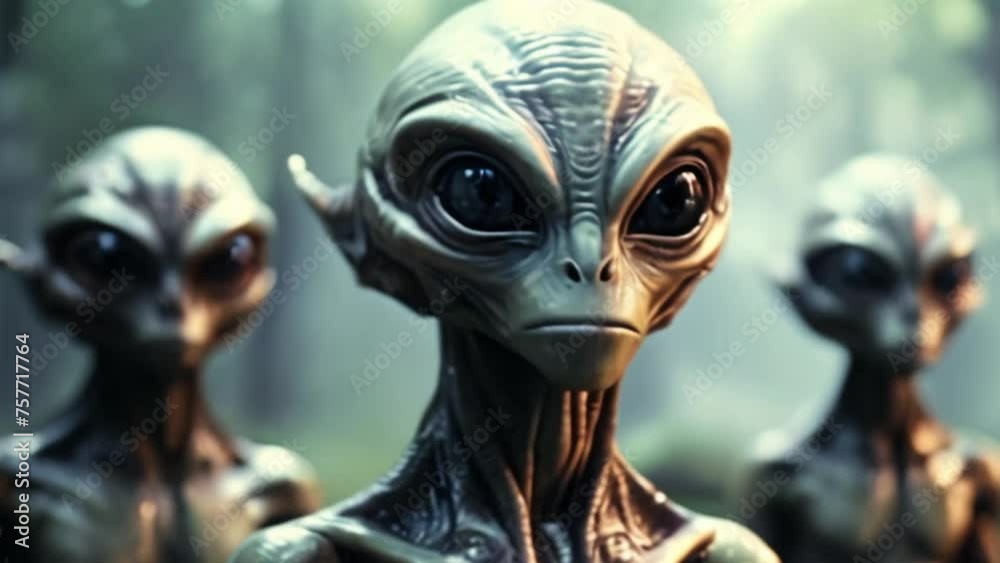 group of aliens close-up, alien creature. space dwellers. space aliens