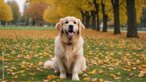 Golden retriever dog in the park