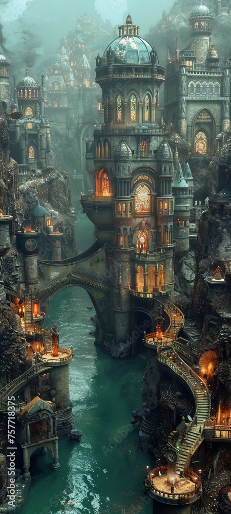 An ocean world where vast underwater cities house an advanced civilization of aquatic beings