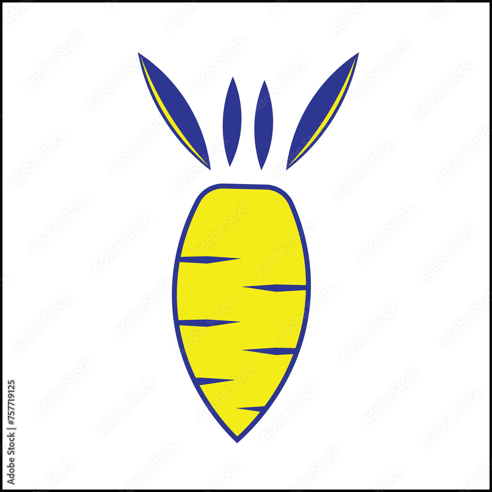 simple carrot illustration vector design in yellow and blue in flat style. suitable for logos, icons, posters, advertisements, banners, companies, t-shirt designs, stickers, websites. simple carrot illustration vector design in yellow and blue in flat style. suitable for logos, icons, posters, advertisements, banners, companies, t-shirt designs, stickers, websites.