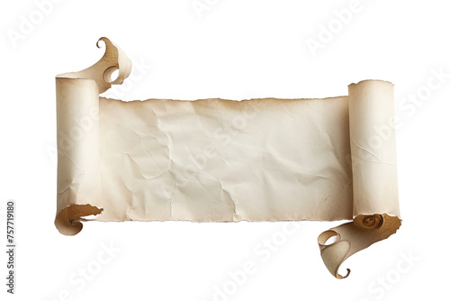 Empty paper scroll ribbon banner isolated on transparent background With clipping path.3d render photo