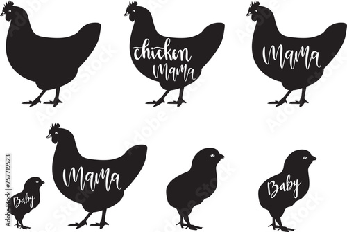 Chicken mama and baby, Mama hen, baby chicks, chicken, farm design