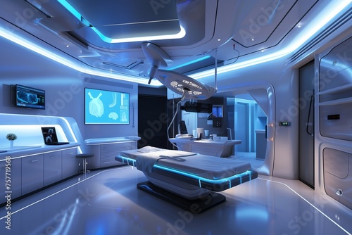 High tech futuristic surgical procedure room