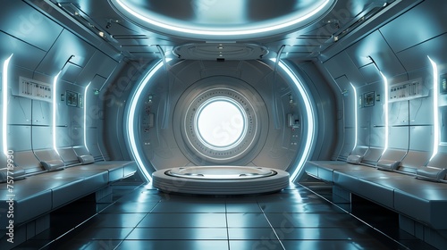 A futuristic medical chamber, depicted in a metallic 3D image, captured in a studio shot. The chamber has a mecha-like appearance.