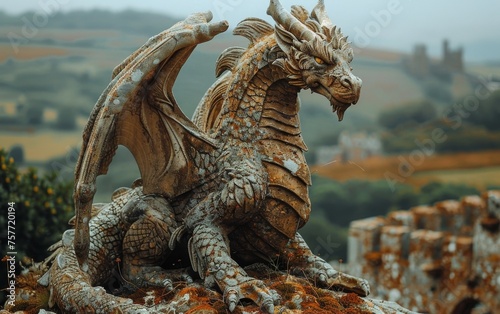 A parallel dimension where mythological creatures like dragons and griffins roam freely photo