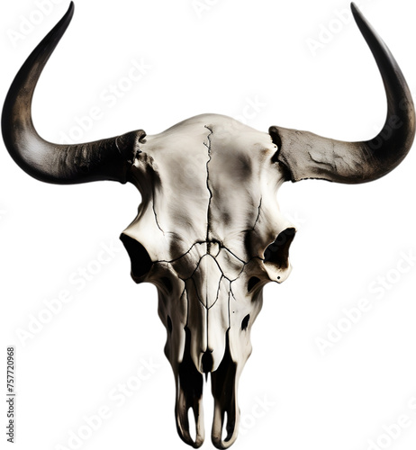 Silhouetted buffalo skull clipart.