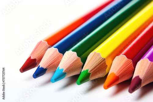 Colored pencils background. Color pencils on white background.