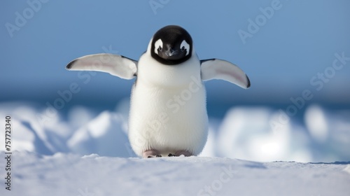 Happy penguin pleased to welcome you. © vlntn