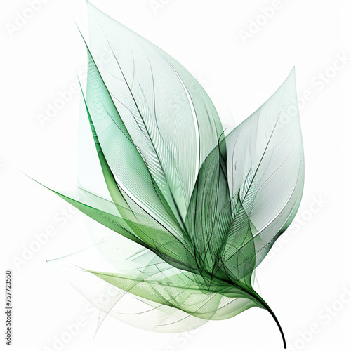green leaf isolated on white, abstract magic green leaf on white background by generative AI.