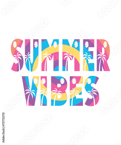 Summer vibes, summer t shirt design print template