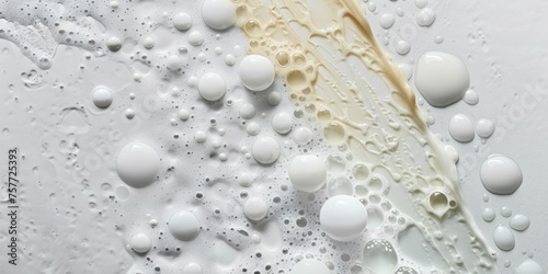 Image is close up of white surface with lot of bubbles and foam