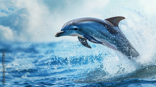 Dolphin is leaping out of water