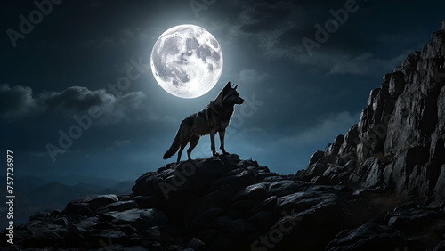 wolf howling at the moon photo