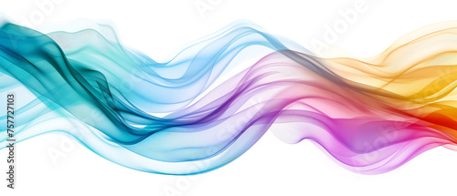 Abstract art Colorful water waves on white background