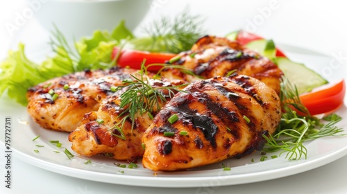 Plate of grilled chicken with side of vegetables
