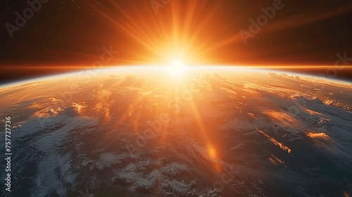 宇宙から撮影した地球の夜明け