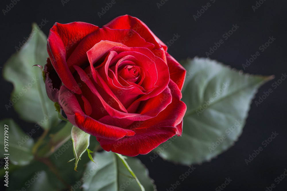 Red Rose On An Unusual Black Background For Design And Background Is Created Using Artificial Intellect Red Rose On An Unusual Black Background For Design And Background Is Created Using Artificial Intellect