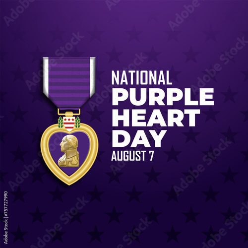 National Purple Heart Day August 7 Background Vector Illustration