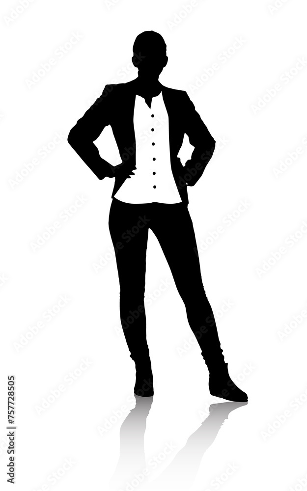 Silhouette, confident or business person by white background and professional in corporate job. Creative worker, designer and illustration of pride in startup company and ambition in fashion agency