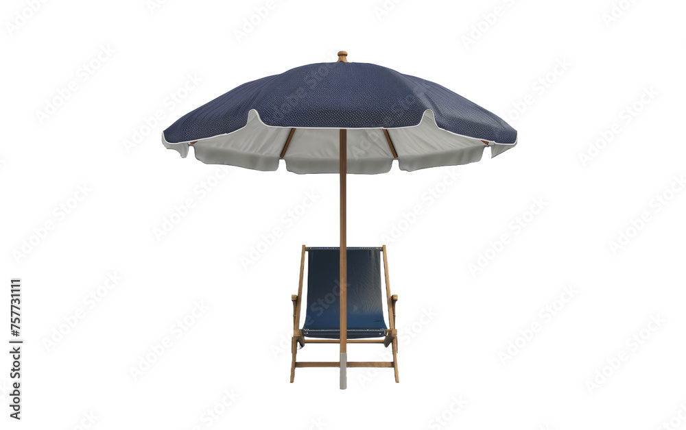 Seaside essentials: umbrella and chair combo isolated on transparent Background Seaside essentials: umbrella and chair combo isolated on transparent Background