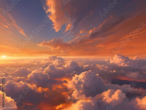 sunset sky, abstract orange sky © atosuwan