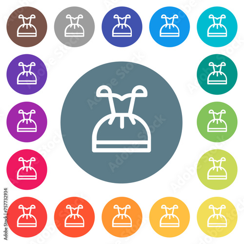 Corset bodice dress outline flat white icons on round color backgrounds