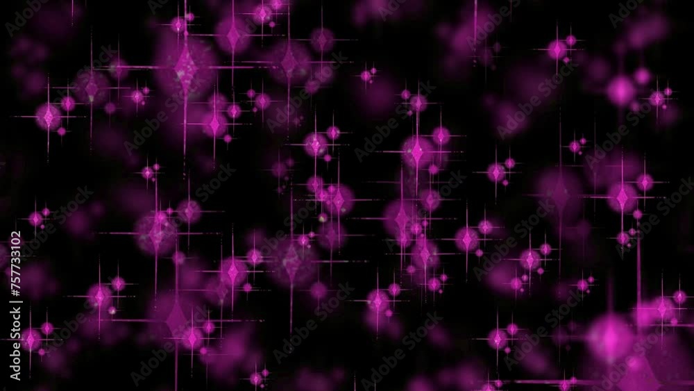 Illustration of a shimmering moving pink stars and black background. Illustration of a shimmering moving pink stars and black background.