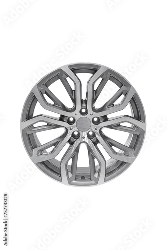 Silver metallic colour alloy wheel auto spare part, accessories equipment for modify on automotive to look beautiful