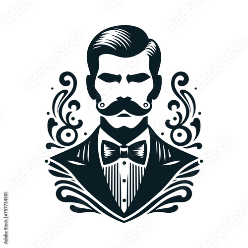 Vector flat design Men hat fashion and beauty logo design, Generative Ai