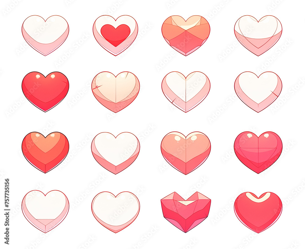 Creative background with hearts on a white background.