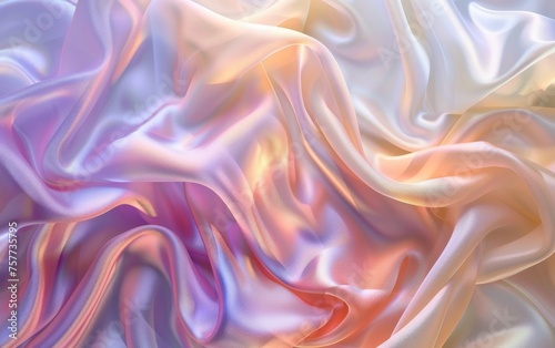 Iridescent silk waves with a dreamlike gradient for a luxe fabric ad