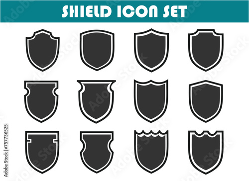 shield icon set, simple flat and black and white design, for graphic needs. vector eps 10.