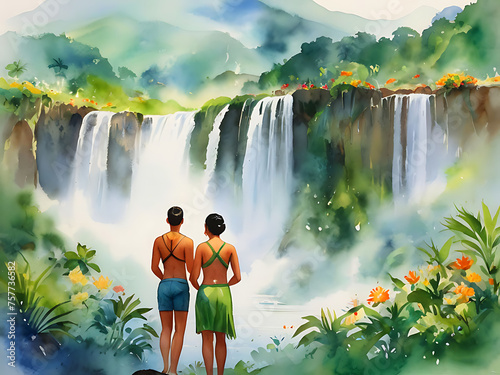 Illustrative Wonderfull waterfalls of Semuc Champey National Park, Cobán, Alta Verapaz  photo