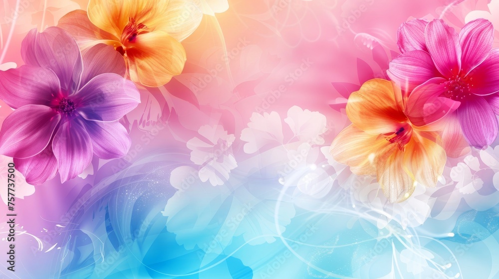 Background with abstract flowers in a colorful abstract style