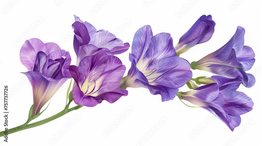An isolated modern image of a realistic purple freesia flower