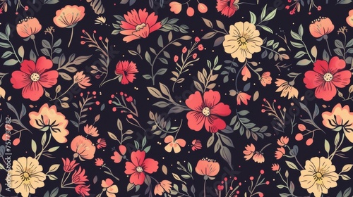 Vintage background with seamless floral pattern