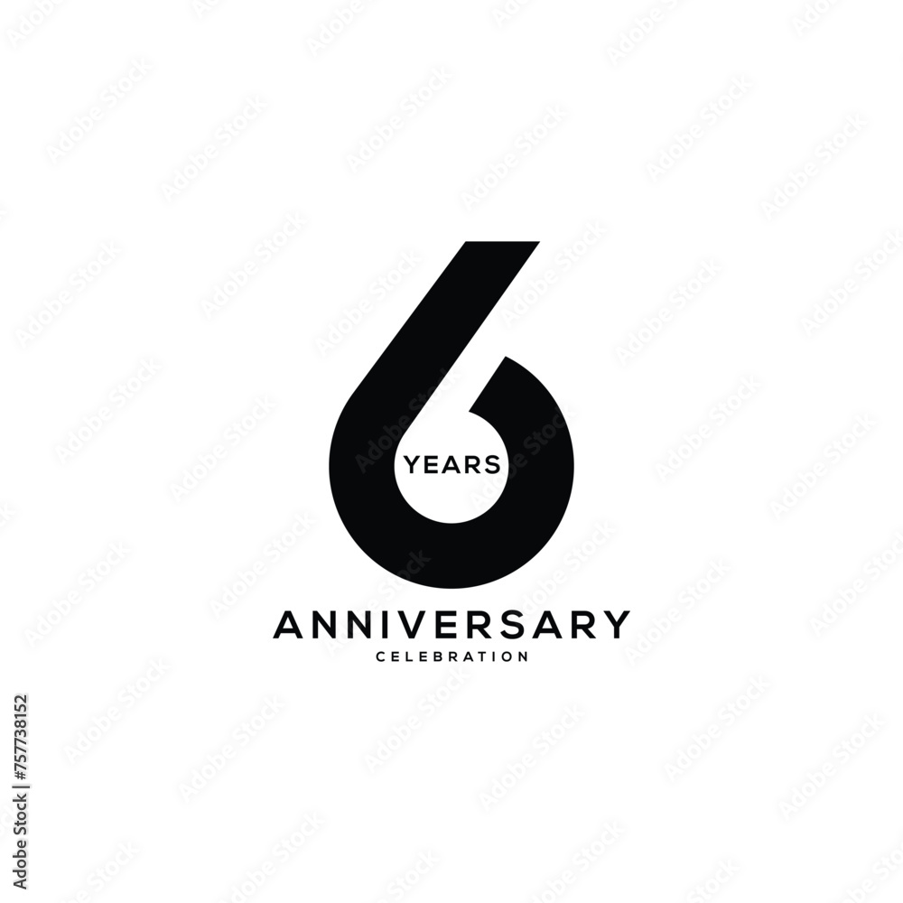 6, 6th Year Anniversary Logo, Vector Template Design element for birthday, invitation, wedding, jubilee and greeting card illustration. 6, 6th Year Anniversary Logo, Vector Template Design element for birthday, invitation, wedding, jubilee and greeting card illustration.