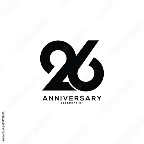 26, 26th Years Anniversary Logo, Vector Template Design element for birthday, invitation, wedding, jubilee and greeting card illustration. photo