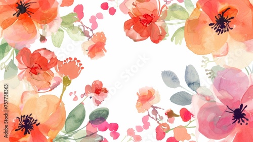 Watercolor painted modern flowers.