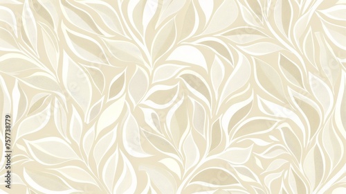 Abstract floral pattern on beige and white modern background. Geometric leaf ornament. Graphic modern pattern.