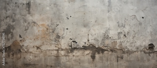 An artistic close up of a concrete wall showcasing a variety of stains, creating a unique pattern resembling a landscape painting with water and soil elements