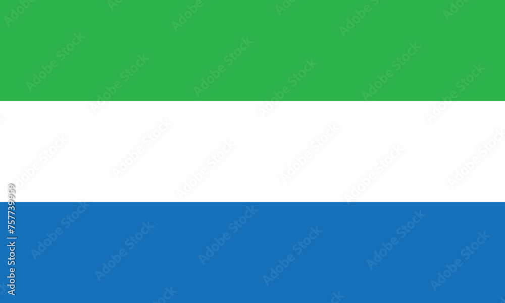 Flat Illustration of Sierra Leone national flag. Sierra Leone flag design. 
 - obrazy, fototapety, plakaty 