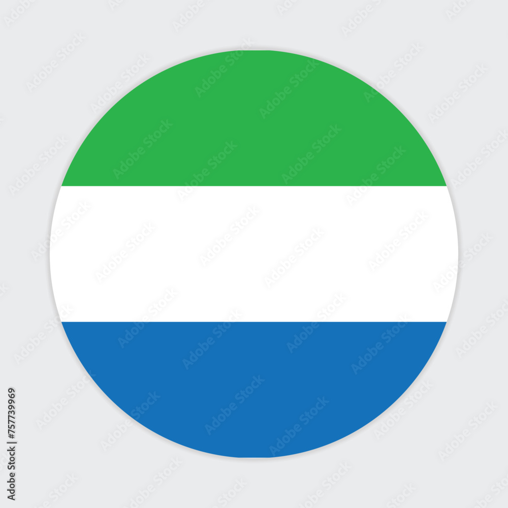 Sierra Leone national flag vector icon design. Sierra Leone circle flag. Round of Sierra Leone flag.
Sierra Leone national flag vector icon design. Sierra Leone circle flag. Round of Sierra Leone flag.