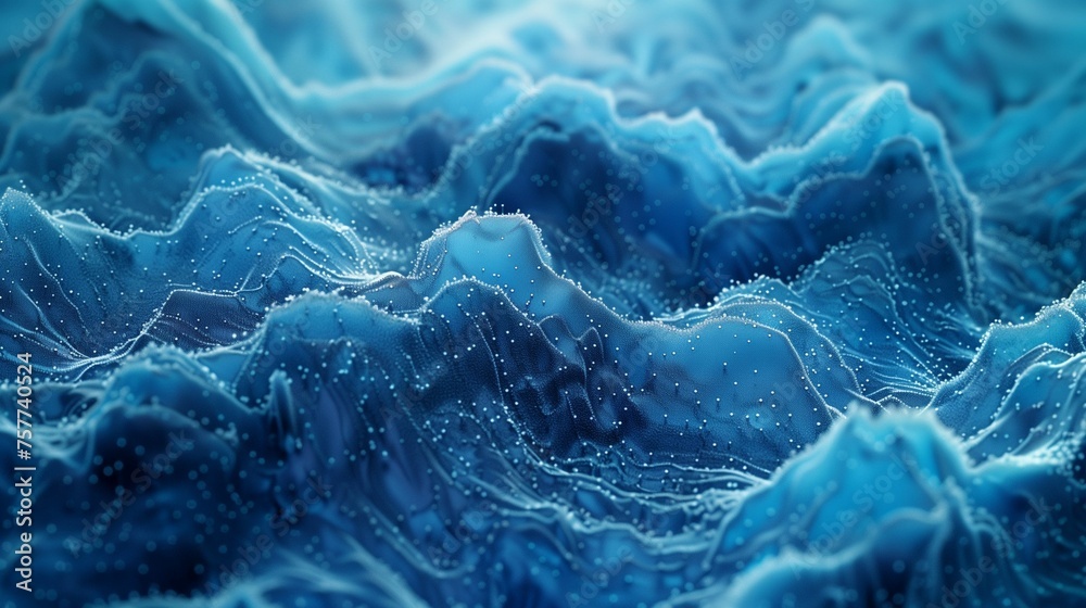 Layered Wave Topography in Blue: Seamless Background for Innovative Design - obrazy, fototapety, plakaty 