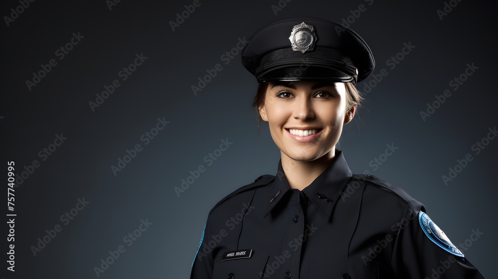 Obraz premium female police background copy space for text, Generative Ai