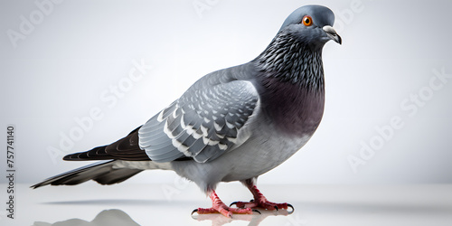 Close up of Full Body of Pigeon Isolated on White Background photo