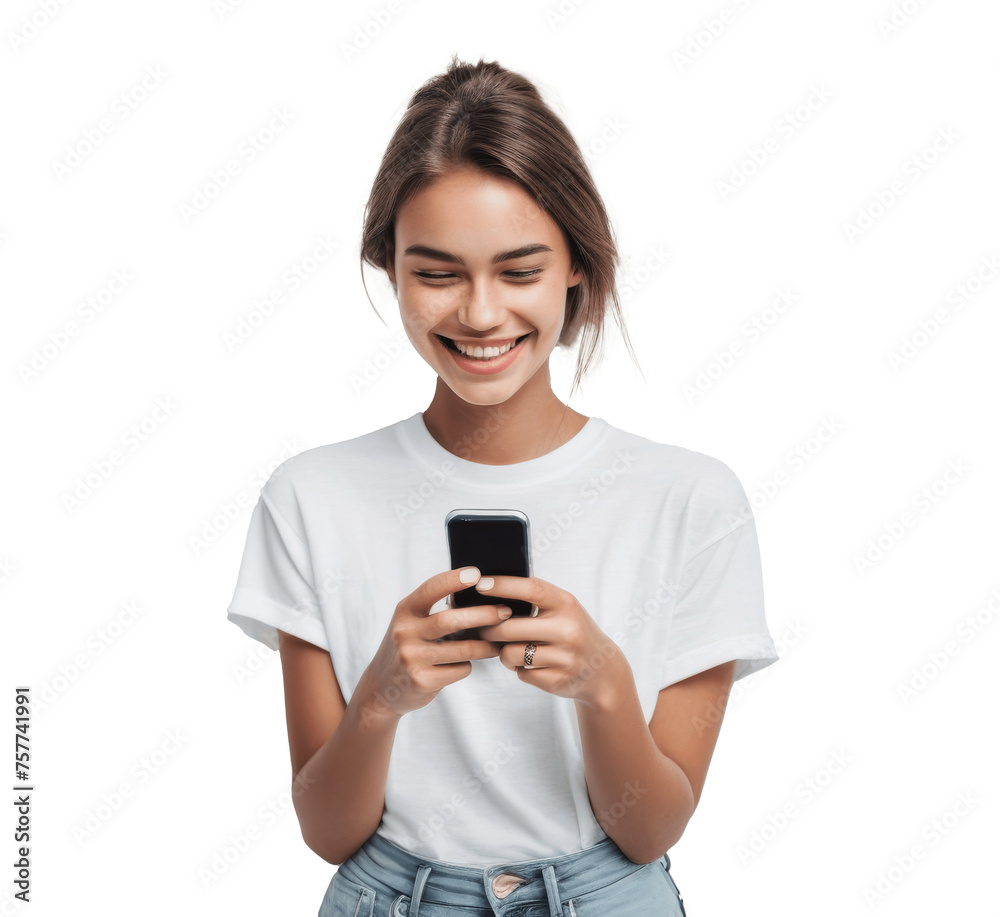 woman with mobile phone isolated on transparent background woman with mobile phone isolated on transparent background