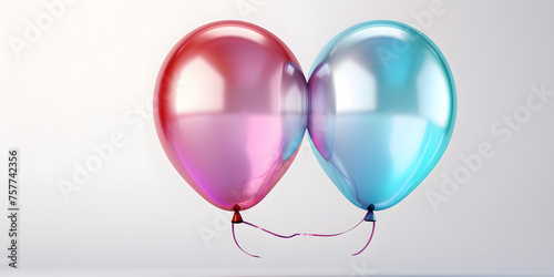 Bunch of Colorful Holographic Balloons with Confetti. Floating Helium Balloons photo