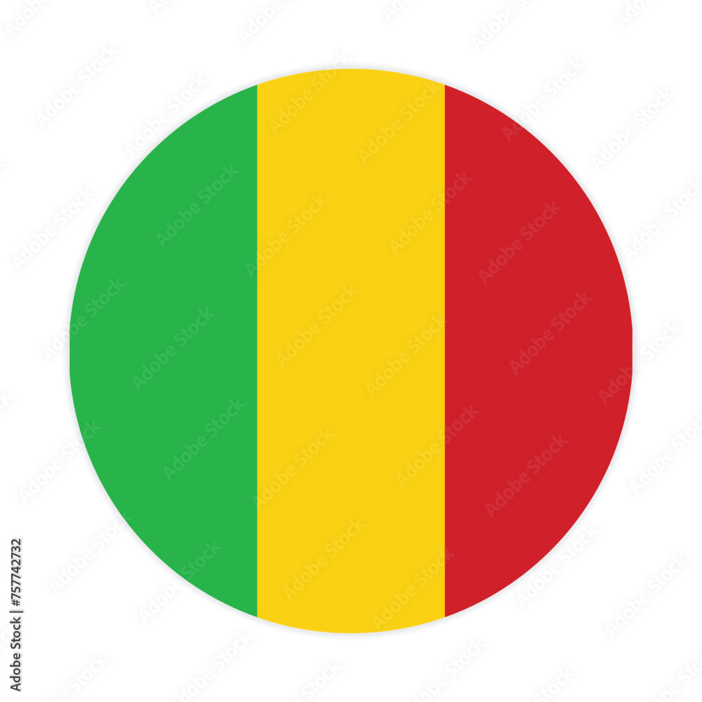 Fototapeta premium Mali national flag vector icon design. Mali circle flag. Round of Mali flag. 